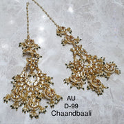 Gold plated kundan chandbalis