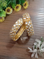 Pachi Kundan openable bangles