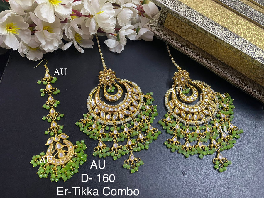 Kundan Earrings with Maangtikka