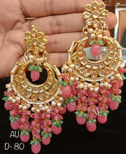 Gold plated kundan chandbalis