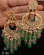 Gold plated kundan chandbalis