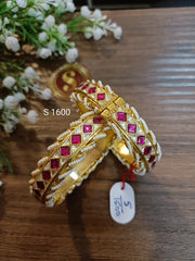 Pachi Kundan openable bangles