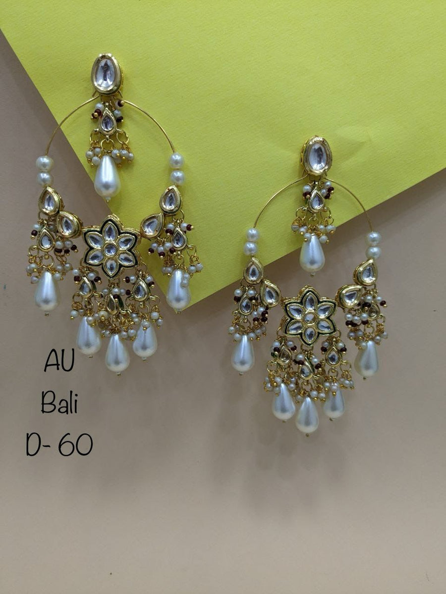 Gold plated kundan chandbalis