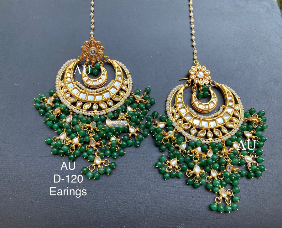Gold plated kundan chandbalis