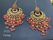 Gold plated kundan chandbalis