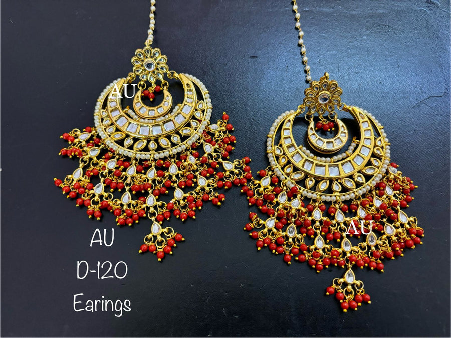 Gold plated kundan chandbalis