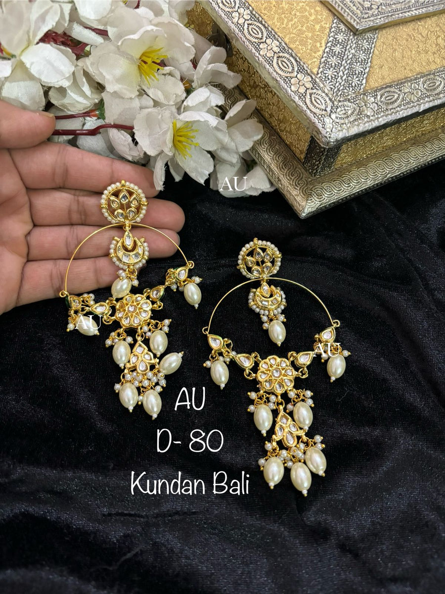 Gold plated kundan chandbalis