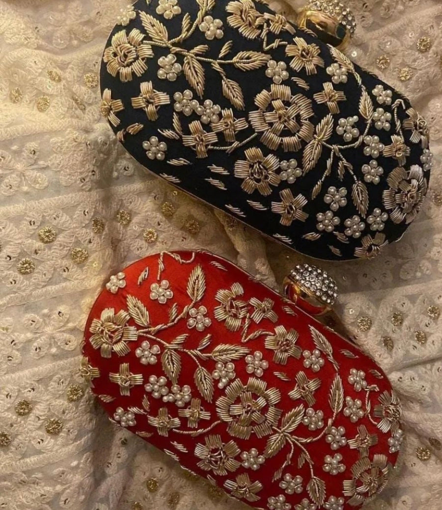 Embroidered clutches --