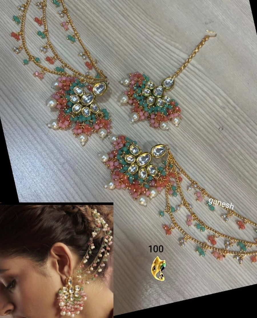 Kundan Earrings and Maangtikka