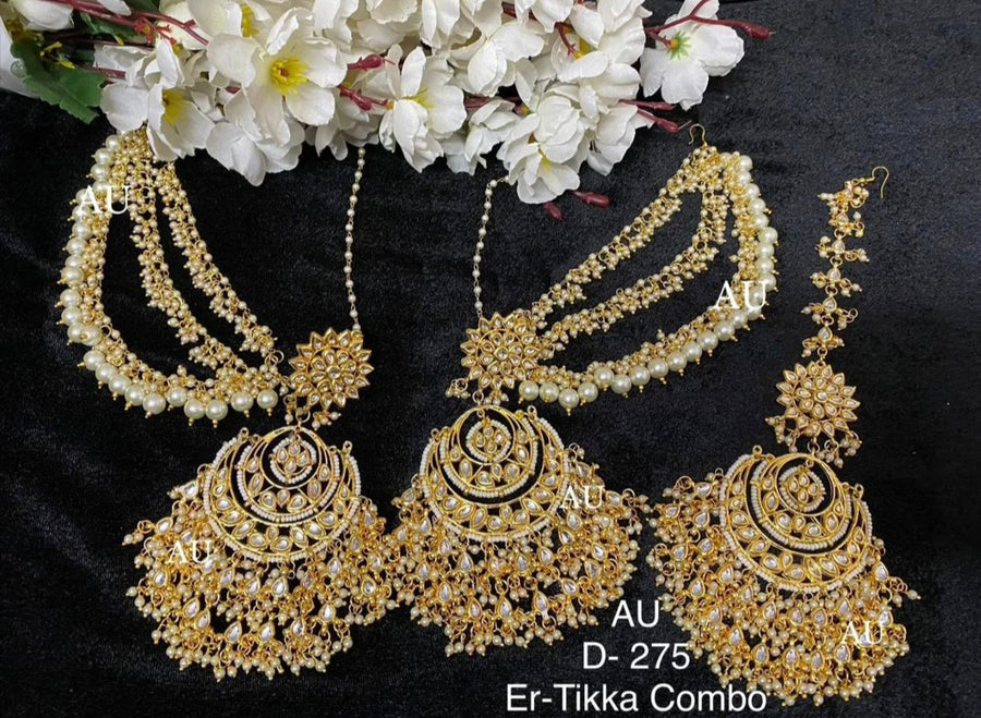 Kundan Earrings with Maangtikka