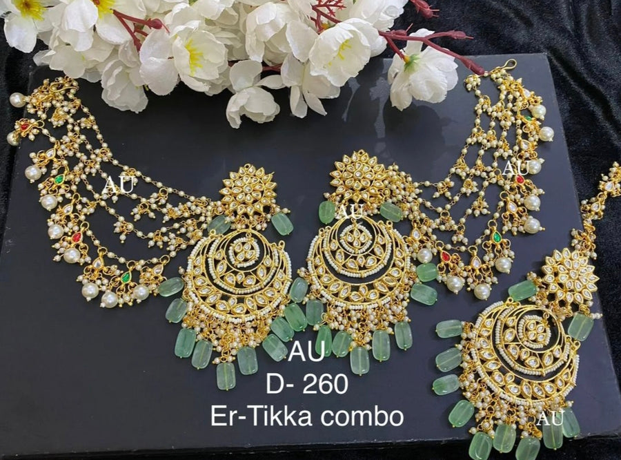 Kundan Earrings with Maangtikka