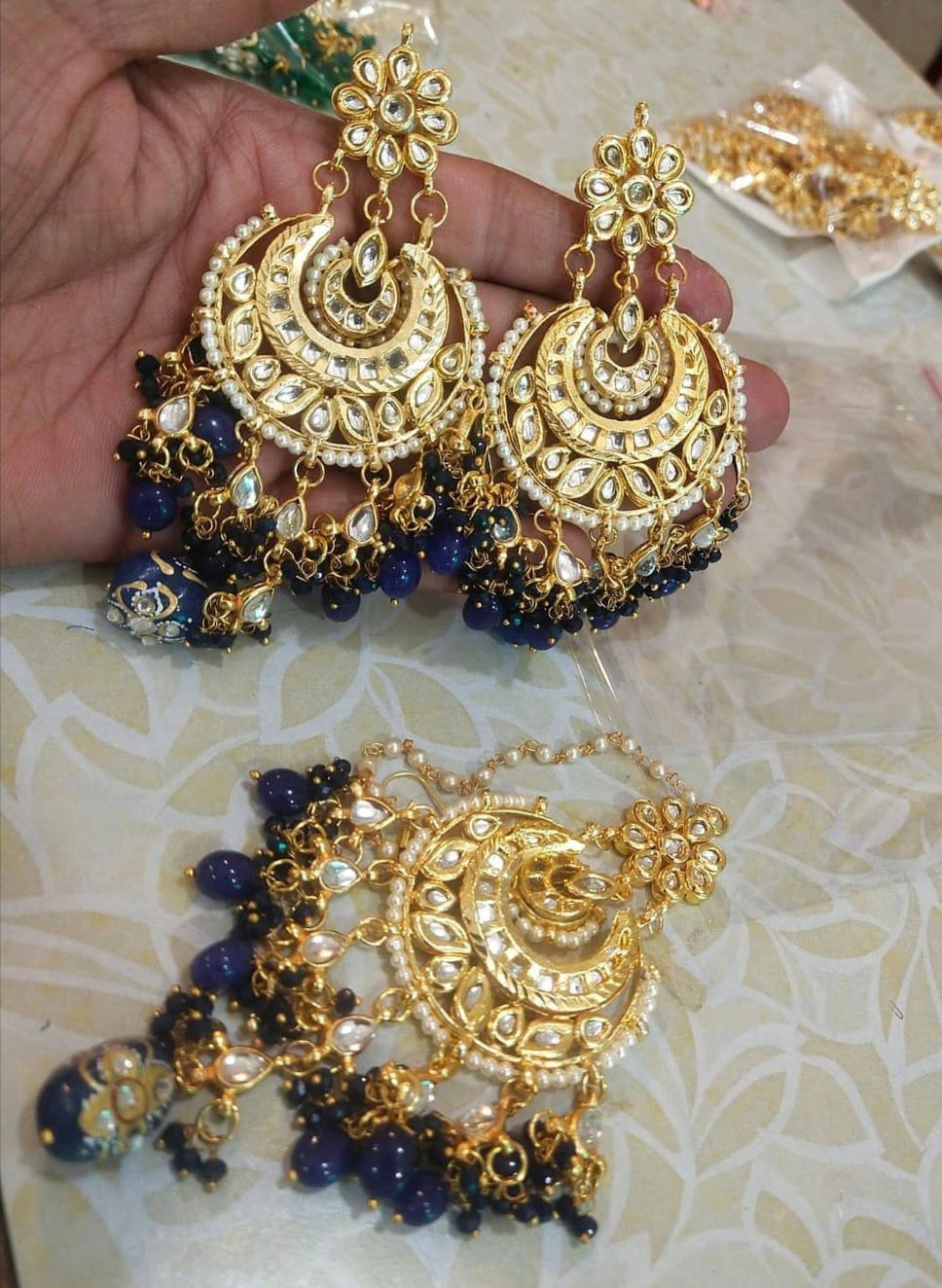 Kundan Earrings with Maangtikka