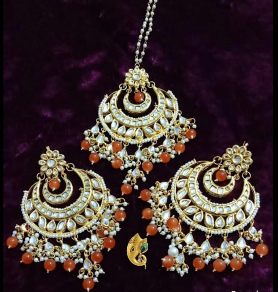 Kundan Earrings and Maangtikka