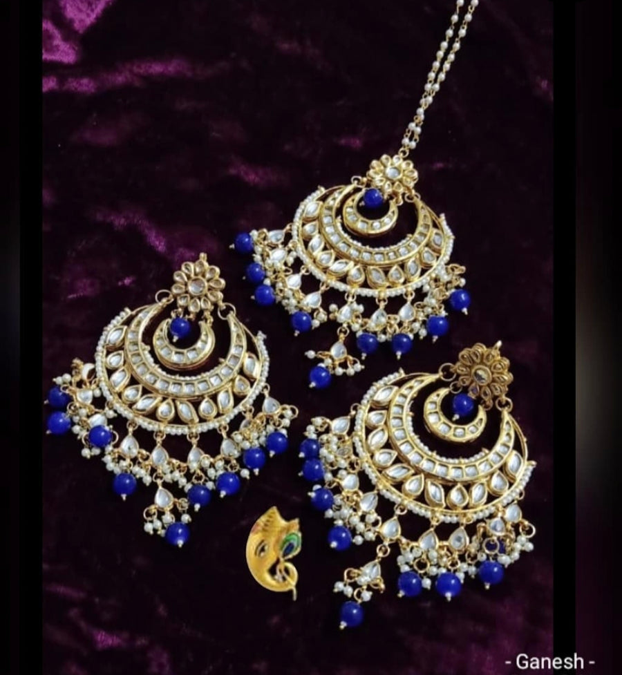 Kundan Earrings And Maangtikka