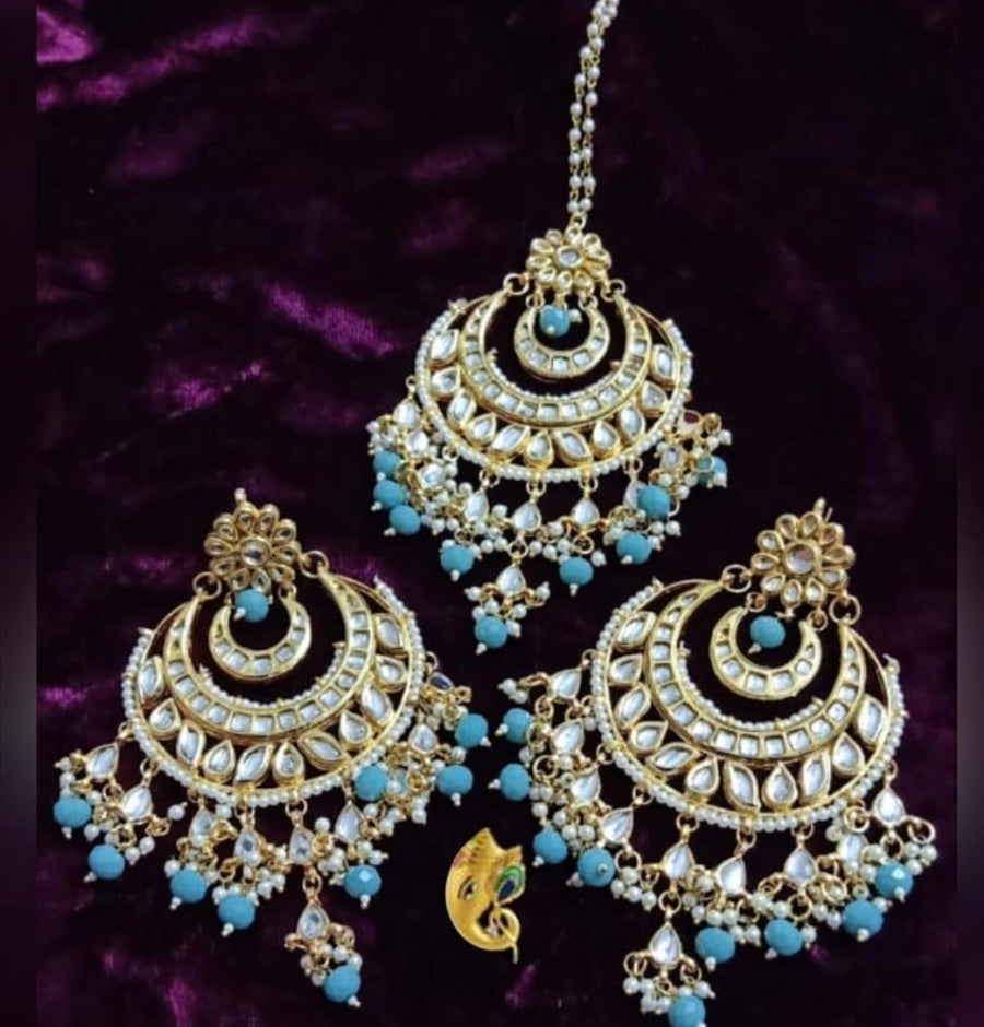 Kundan Earrings and Maangtikka