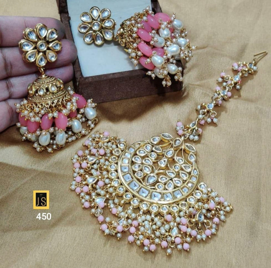 Kundan Earrings and Maangtikka