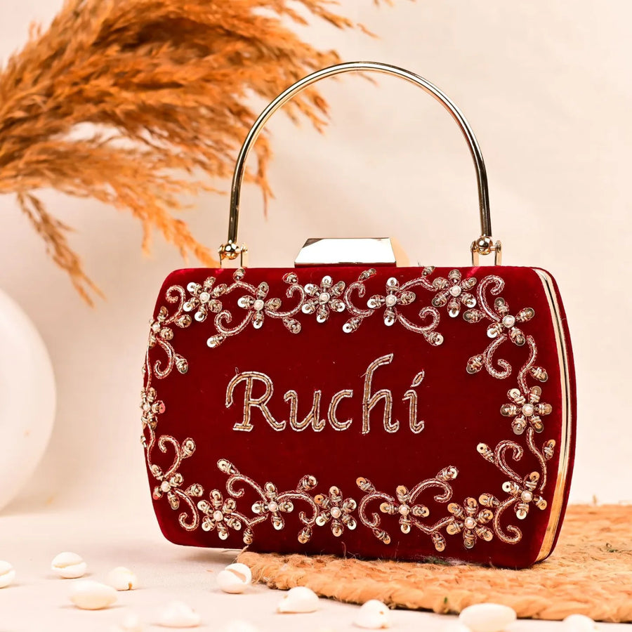 Customized velvet clutches