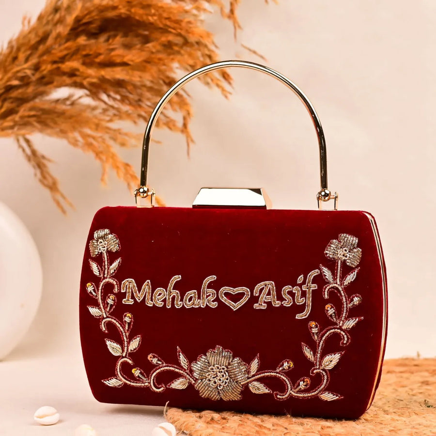 Customized velvet clutches