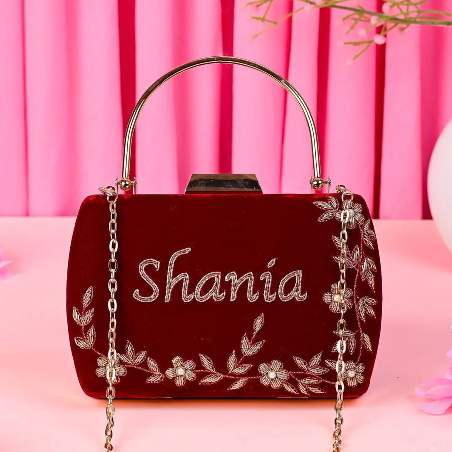 Customized velvet clutches