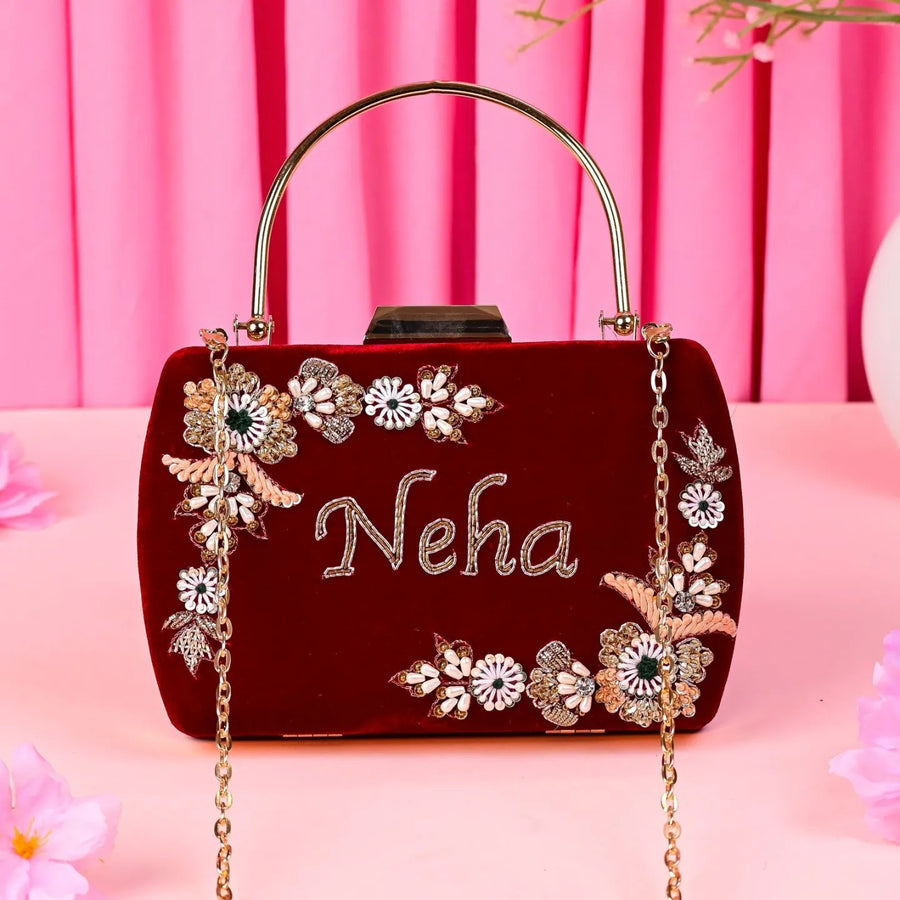 Customized velvet clutches