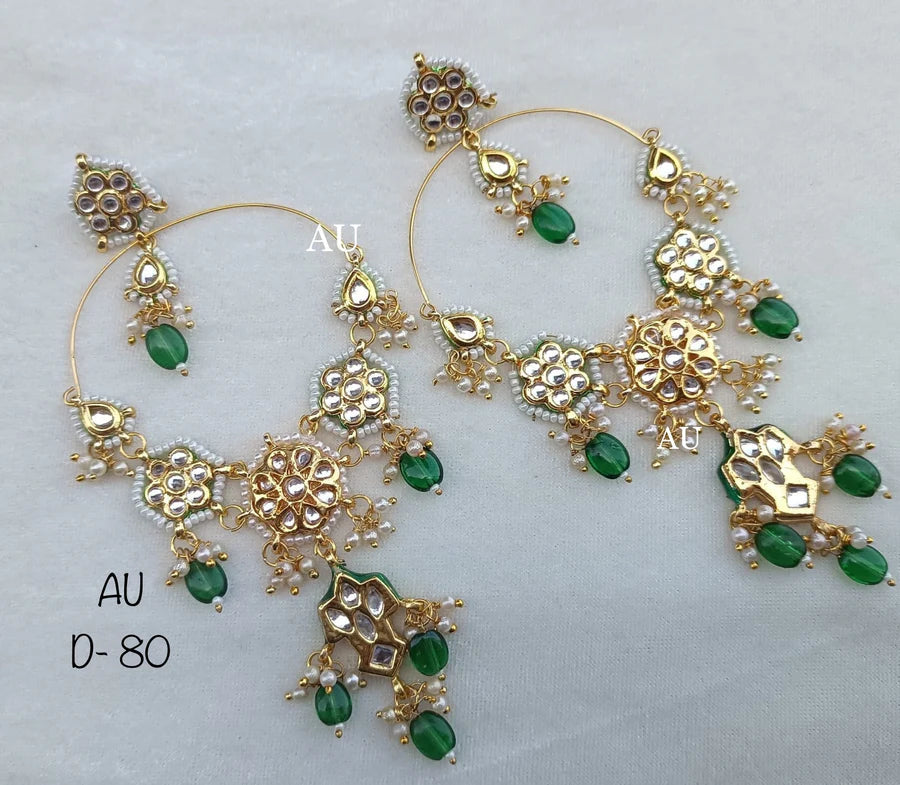 Gold plated kundan chandbalis