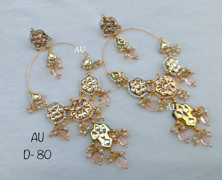 Gold plated kundan chandbalis