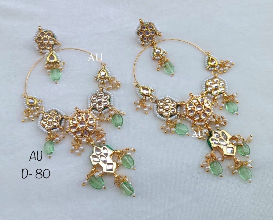 Gold plated kundan chandbalis