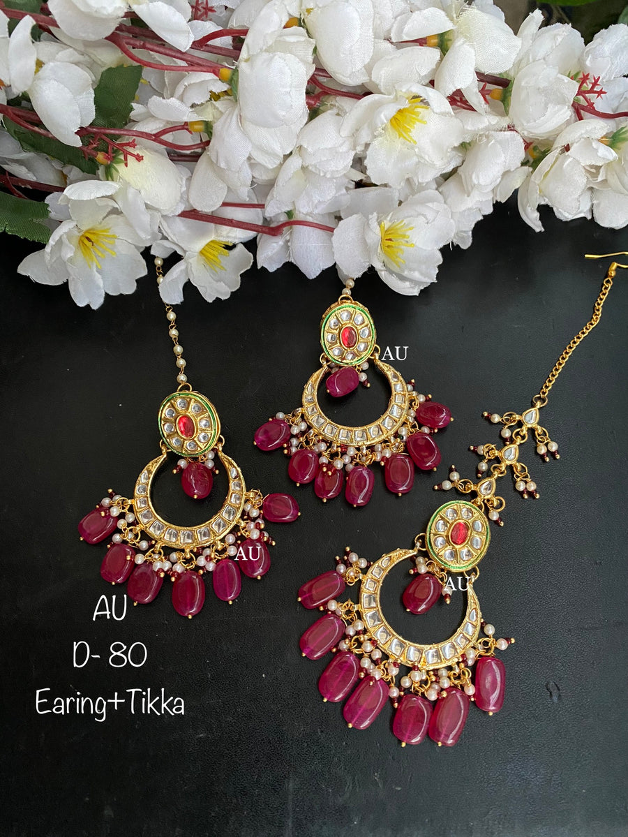 Kundan Earrings and Maangtikka