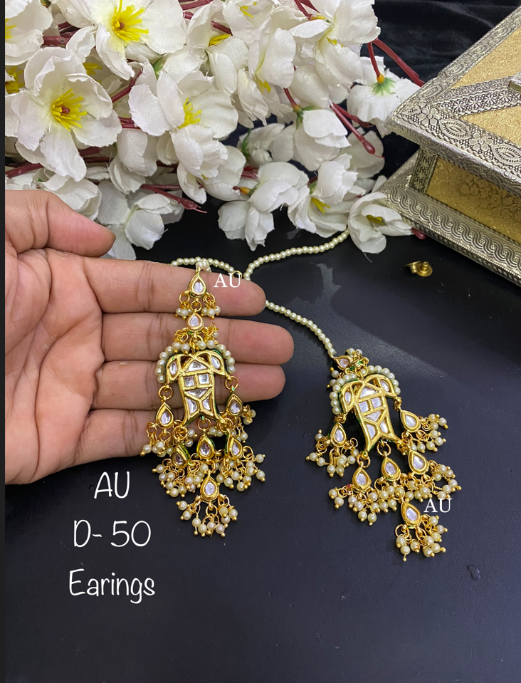 Gold plated kundan chandbalis