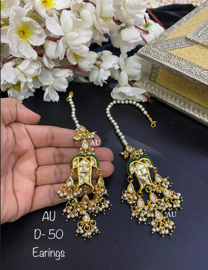 Gold plated kundan chandbalis