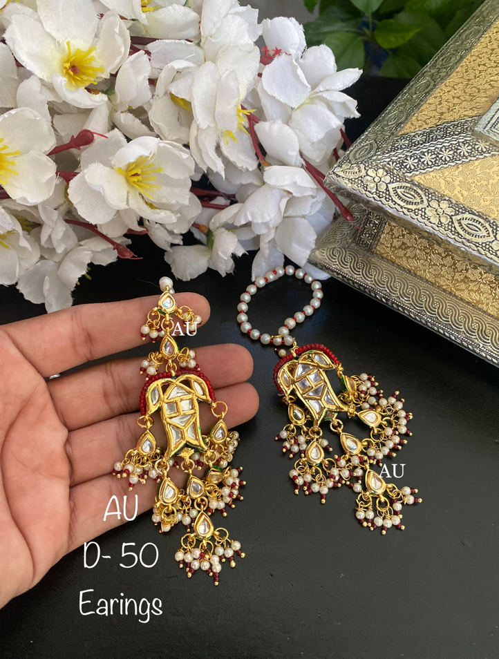 Gold plated kundan chandbalis