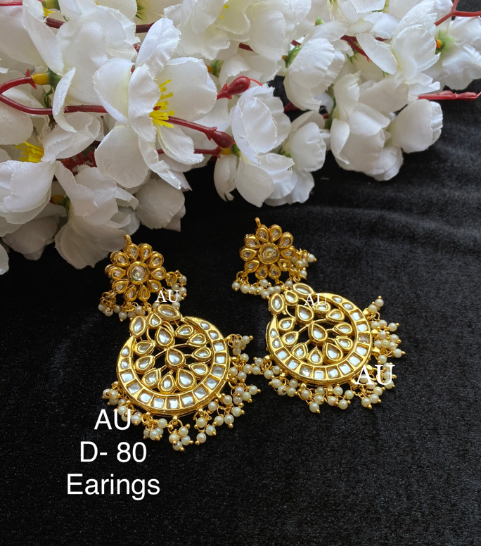 Gold plated kundan chandbalis