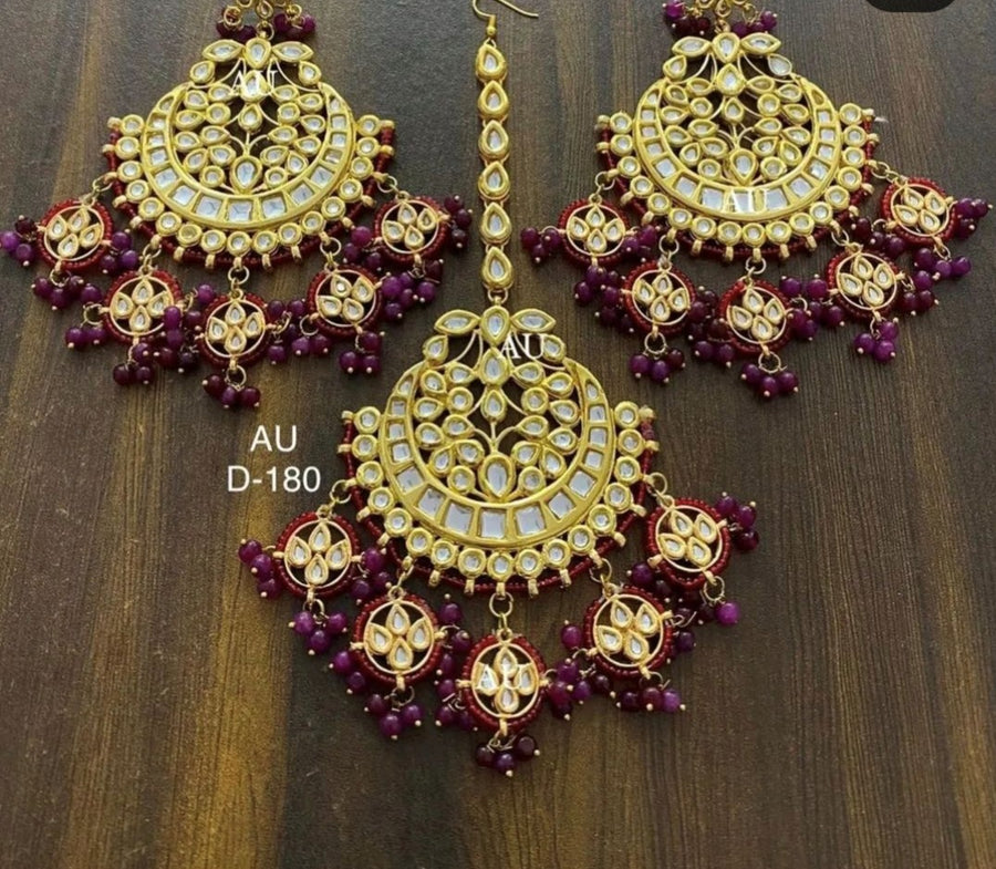 Kundan Earrings and Maangtikka